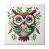Whimsisches Owl Fliese (Vorderseite)