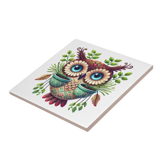 Whimsisches Owl Fliese (Seite)