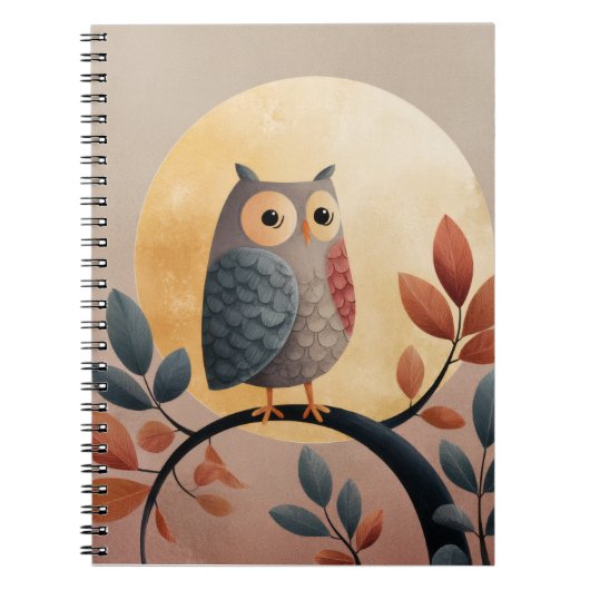 Whimsisches Owl Herbst Moon Notebook Notizblock (Vorderseite)