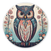 Whimsisches Owl Keramikknauf (Vorderseite)