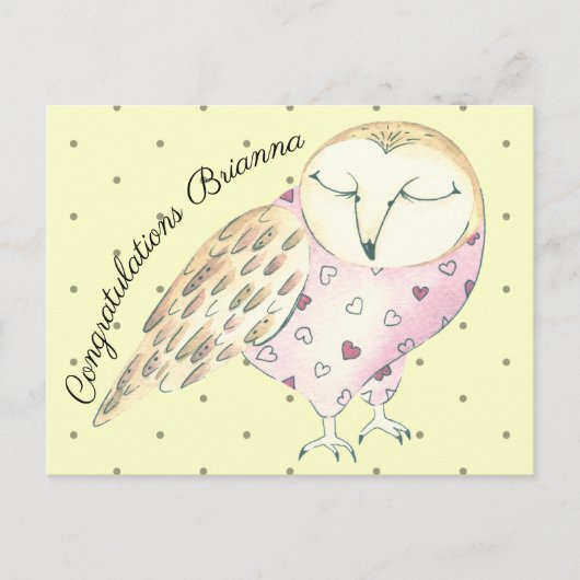 Whimsisches Owl Personalisiert Postkarte (Vorderseite)