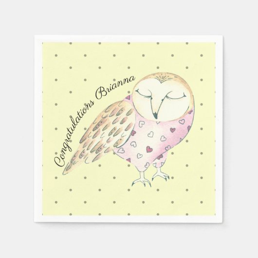 Whimsisches Owl Personalisiert Serviette (Vorderseite)