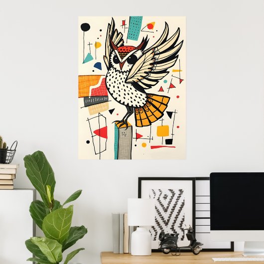 Whimsisches Owl Poster (Heimbüro)