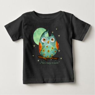 Whimsisches Owl Watercolor Style Name School auf d Baby T-shirt