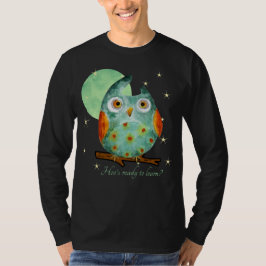 Whimsisches Owl Watercolor Style Name School auf d T-Shirt