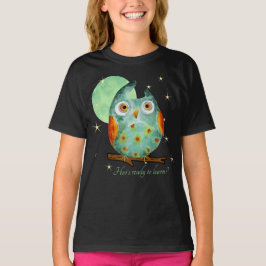Whimsisches Owl Watercolor Style Name School auf d T-Shirt