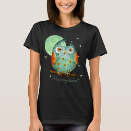Whimsisches Owl Watercolor Style Name School auf d T-Shirt