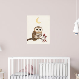 Whimsisches Owl Woodland Kinderzimmer Poster