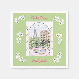 Whimsisches Paris und Eiffel Tower Mahjong-Unterha Serviette