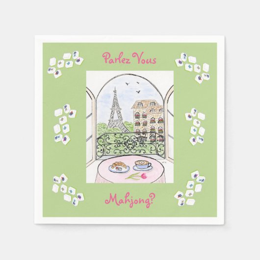 Whimsisches Paris und Eiffel Tower Mahjong-Unterha Serviette (Vorderseite)