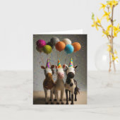 Whimsisches Party Pferde mit bunten Balloons Karte (Gelbe Blume)