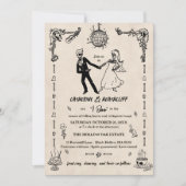 Whimsisches Party Skelette bis zum Tod Einladung (Vorderseite)