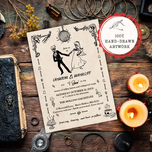 Whimsisches Party Skelette bis zum Tod Einladung