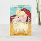Whimsisches Pastell Schafstack Vermisst, dass Sie Karte (Vorderseite)
