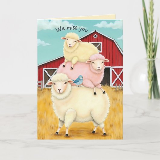 Whimsisches Pastell Schafstack Vermisst, dass Sie  Karte (Vorderseite)
