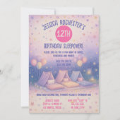 Whimsisches Pastell Teepes Leepover Geburtstag Einladung (Vorderseite)