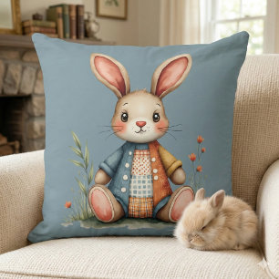 Whimsisches Patchwork Bunny Cottagecore Holz Kissen