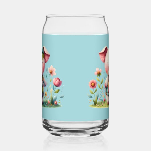 Whimsisches Patchwork Schweinefleisch im Blumengar Dosenglas (Links)