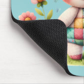 Whimsisches Patchwork Schweinefleisch im Blumengar Mousepad (Ecke)