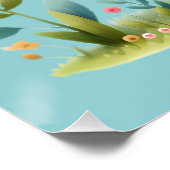 Whimsisches Patchwork Schweinefleisch im Blumengar Poster (Ecke)