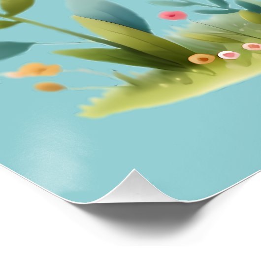 Whimsisches Patchwork Schweinefleisch im Blumengar Poster (Ecke)