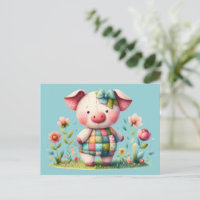 Whimsisches Patchwork Schweinefleisch im Blumengar
