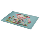 Whimsisches Patchwork Schweinefleisch im Blumengar Schneidebrett (Ecke)