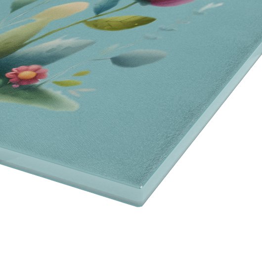 Whimsisches Patchwork Schweinefleisch im Blumengar Schneidebrett (Ecke)