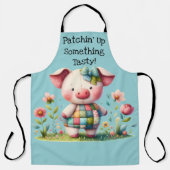 Whimsisches Patchwork Schweinefleisch im Blumengar Schürze (Vorderseite)