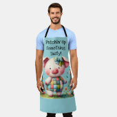 Whimsisches Patchwork Schweinefleisch im Blumengar Schürze (Getragen)