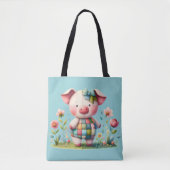Whimsisches Patchwork Schweinefleisch im Blumengar Tasche (Vorderseite)