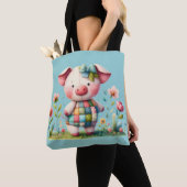 Whimsisches Patchwork Schweinefleisch im Blumengar Tasche (Von Nahem)