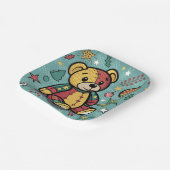 Whimsisches Patchwork Weihnachtsbär Pappteller (Gewinkelt)