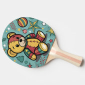 Whimsisches Patchwork Weihnachtsbär Tischtennis Schläger (Seitenansicht)