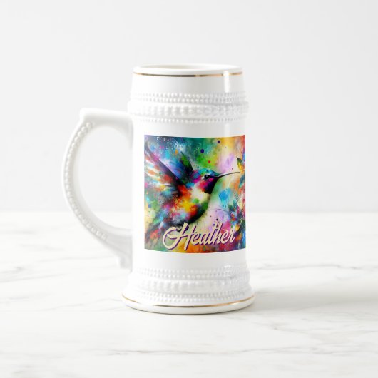 Whimsisches Personalisierter Hummingbird Bierglas (Links)