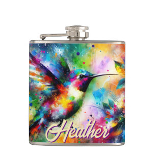 Whimsisches Personalisierter Hummingbird Flachmann