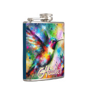 Whimsisches Personalisierter Hummingbird Flachmann (Rechts)