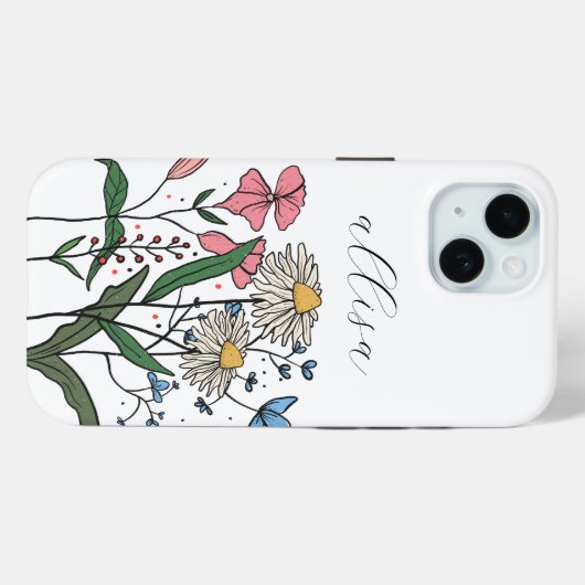 Whimsisches Personalisiertes Bläschen Wildblume Case-Mate iPhone Hülle (Rückseite (Horizontal))