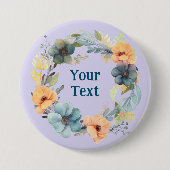 Whimsisches Pfirsich und Blue Blume Wreath Lapel C Button (Vorderseite)