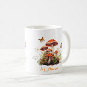 Whimsisches Pilz Wasserfarbe Personalisiert Name Kaffeetasse (VorderseiteRechts)
