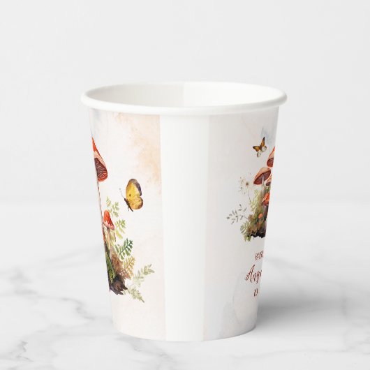 Whimsisches Pilz Wasserfarbendusche Pappbecher (Links)