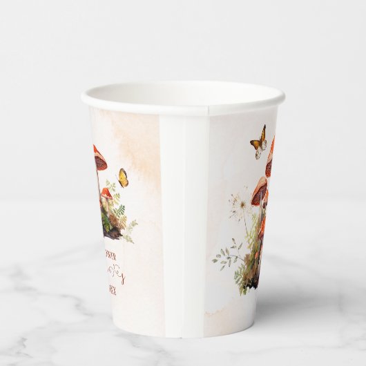 Whimsisches Pilz Wasserfarbendusche Pappbecher (Rechts)