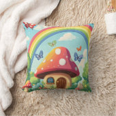 Whimsisches Pilzhaus und Regenbogen 8 Kissen (Decke)