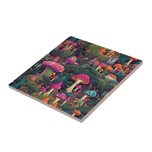 Whimsisches Pilzkraut Fliese (Seite)