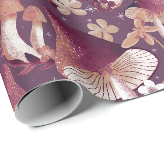 Whimsisches Pilzmuster Geschenkpapier (Rolleneckpunkt)