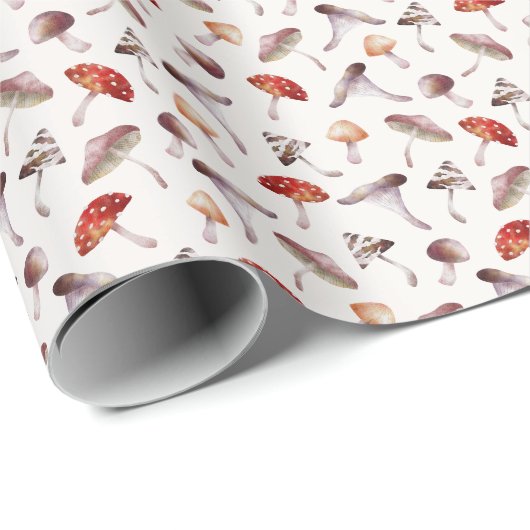 Whimsisches Pilzmuster Geschenkpapier (Rolleneckpunkt)