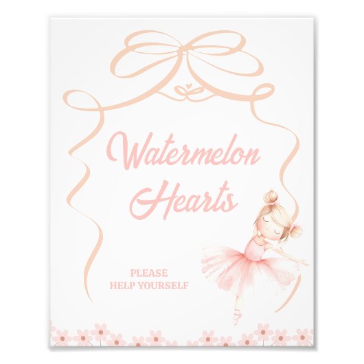 Whimsisches Pink Ballerina Geburtstagsparty-Zeiche Fotodruck (Vorne)