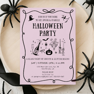 Whimsisches Pink Boos & Bows Halloween-Party Einladung