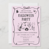 Whimsisches Pink Boos & Bows Halloween-Party Einladung (Vorderseite)