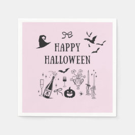 Whimsisches Pink Boos & Bows Halloween-Party Serviette